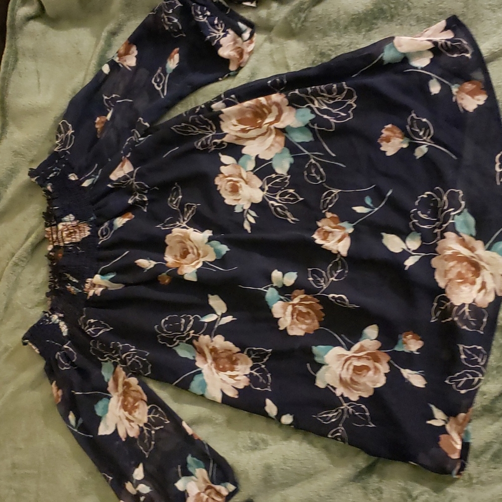 Navy blue, off the shoulder mini dress